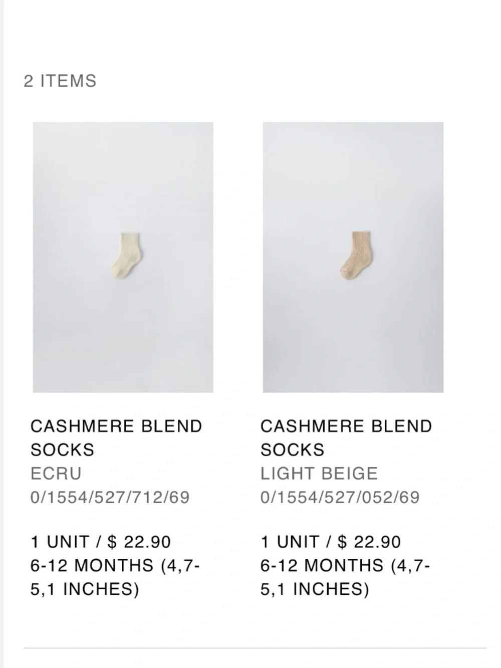 Zara Baby Cashmere blend baby socks